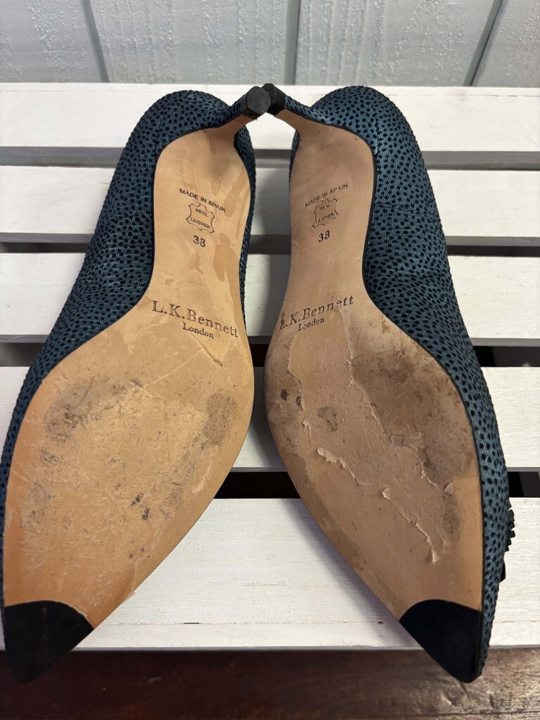 L. K. Bennett Kitten Heels In Blue - Size 38