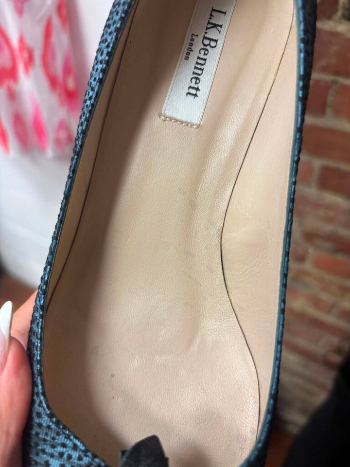 L. K. Bennett Kitten Heels In Blue - Size 38