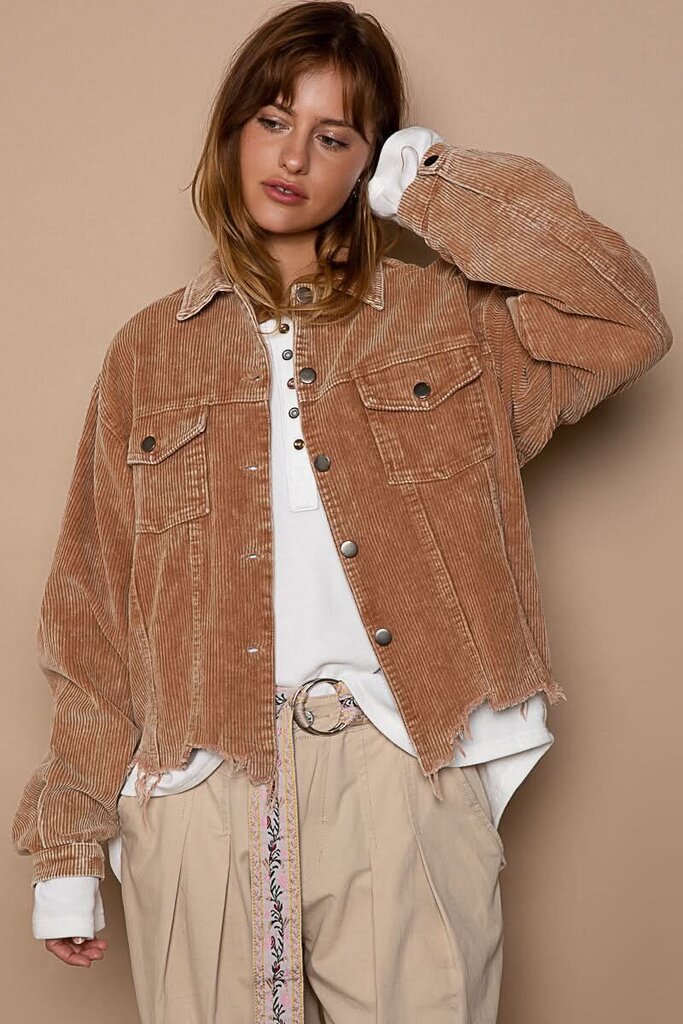Altar'd State Distressed Corduroy Trucker Jacket - Size Large