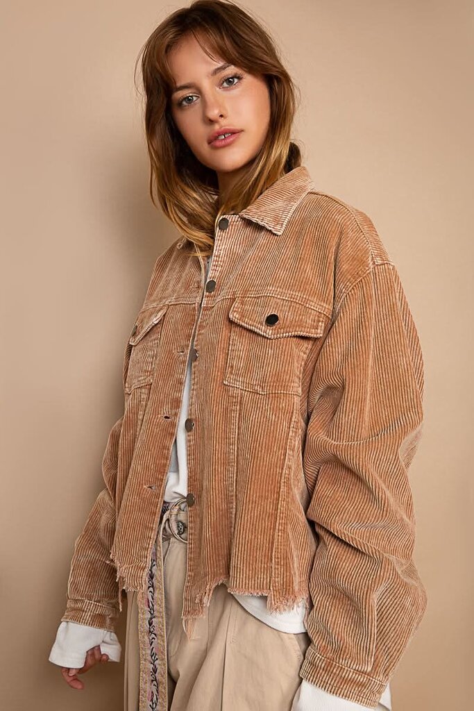 Altar'd State Distressed Corduroy Trucker Jacket - Size Large
