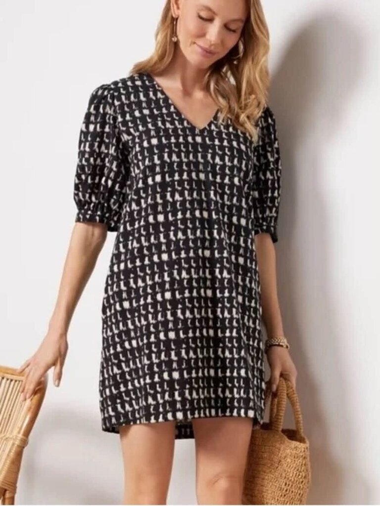 Evereve Geometrical Puff Sleeve Dress - Size XL