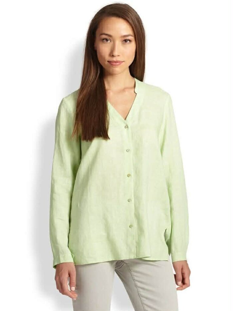 Eileen Fisher Irish Linen Button Down Blouse - Size XL