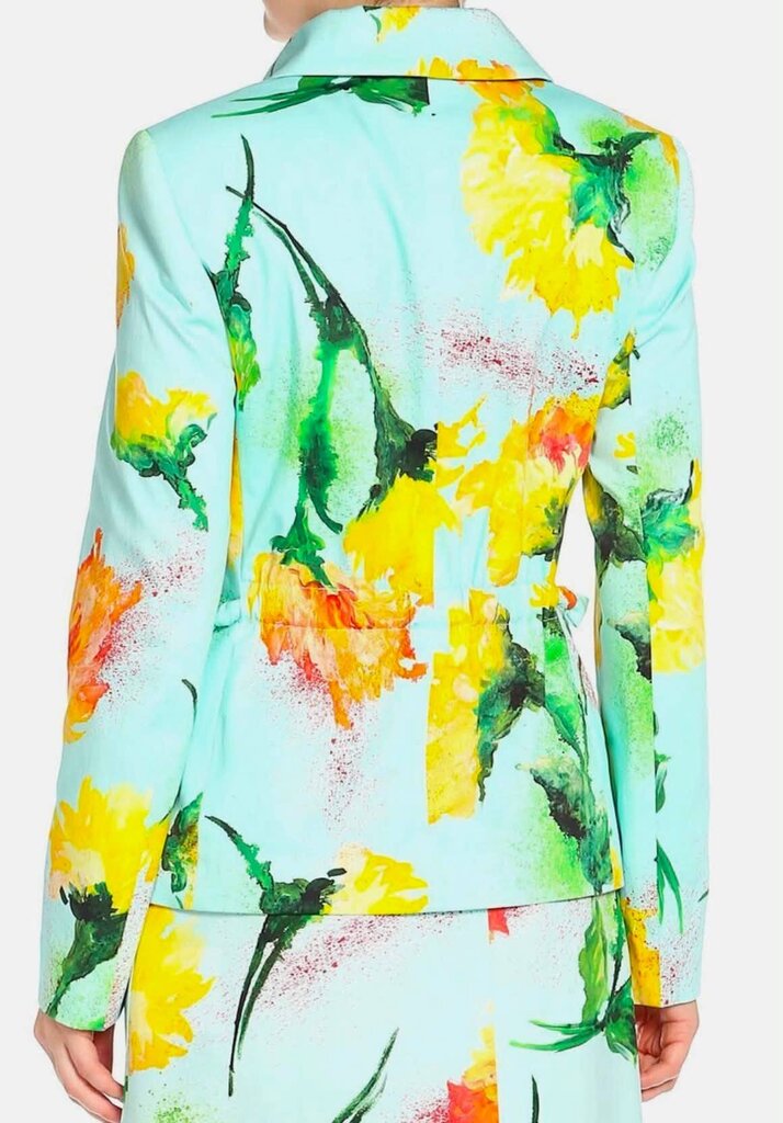 Escada Floral Blazer In Mint Cream - Size 40