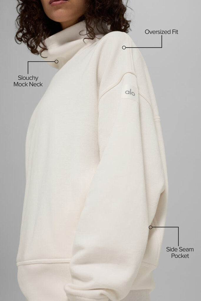 Alo Hazy Mock Neck Sweatshirt - Size Small