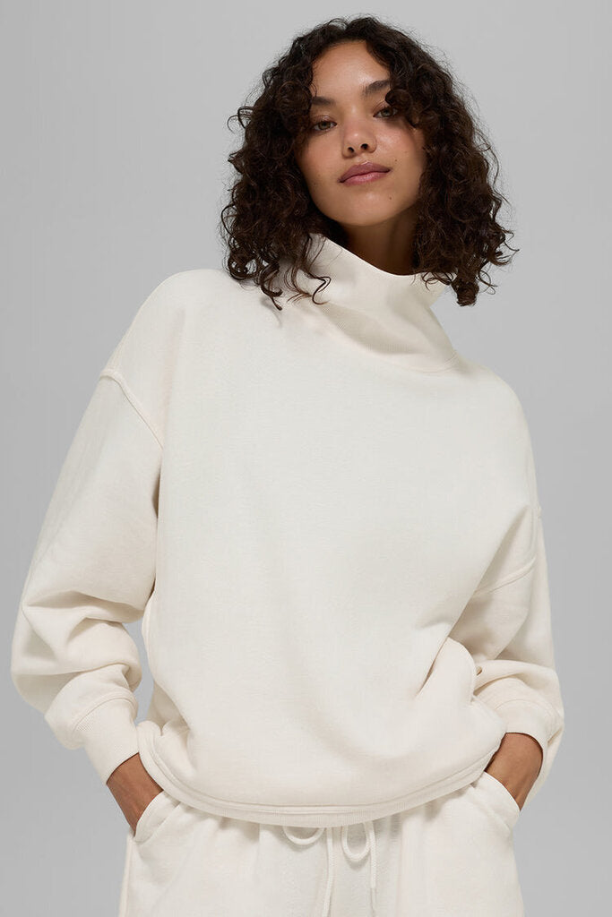 Alo Hazy Mock Neck Sweatshirt - Size Small