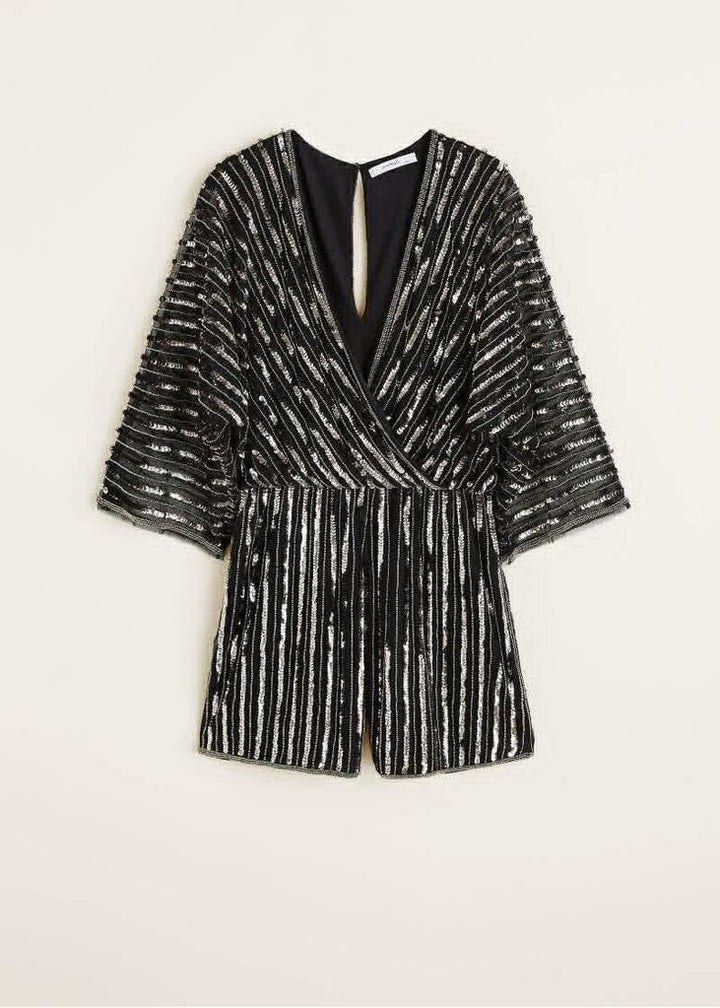 Mango Sequin Wrapped Romper- Size XS