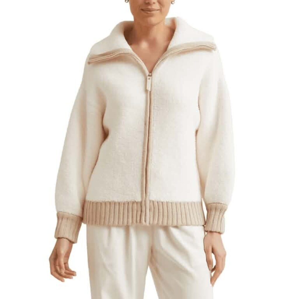 Kashwere Cozy Full-Zip Jacket In White - Size Medium