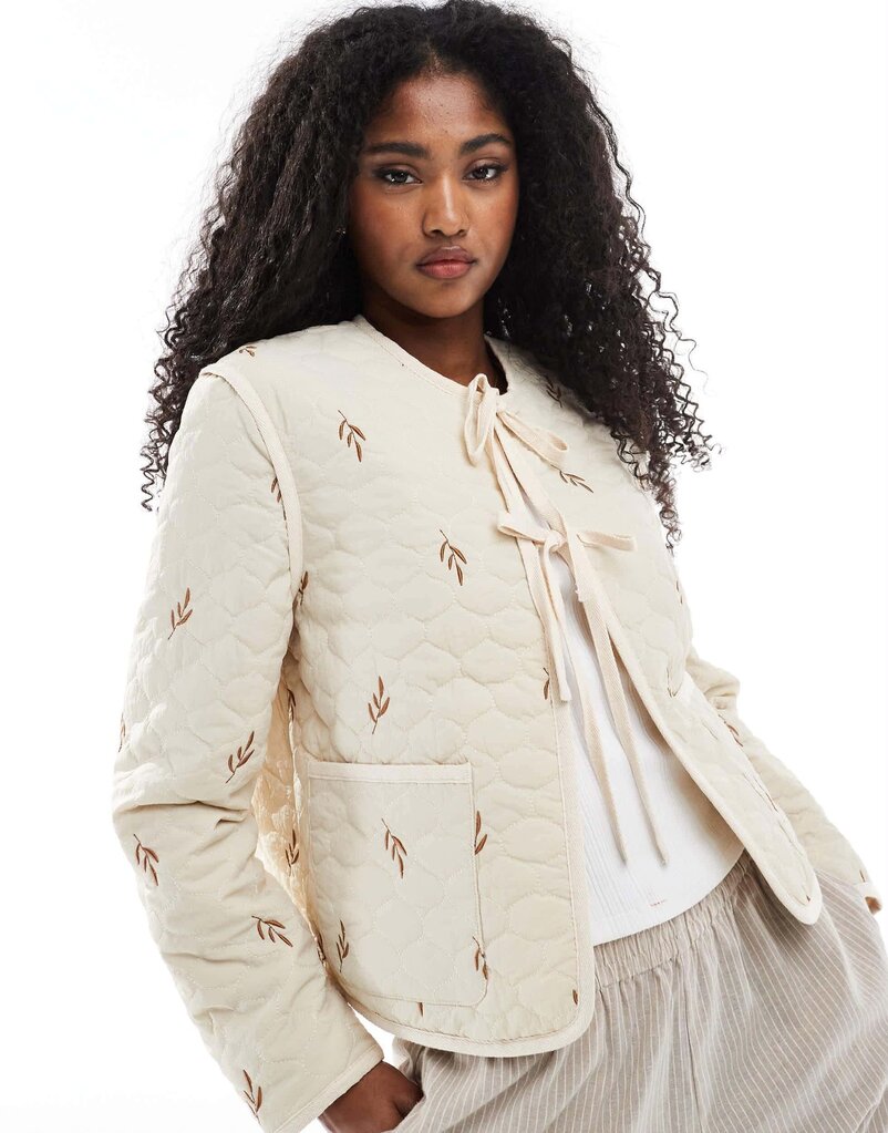 Vera Moda Quilted Jacket In Tan - Size Large