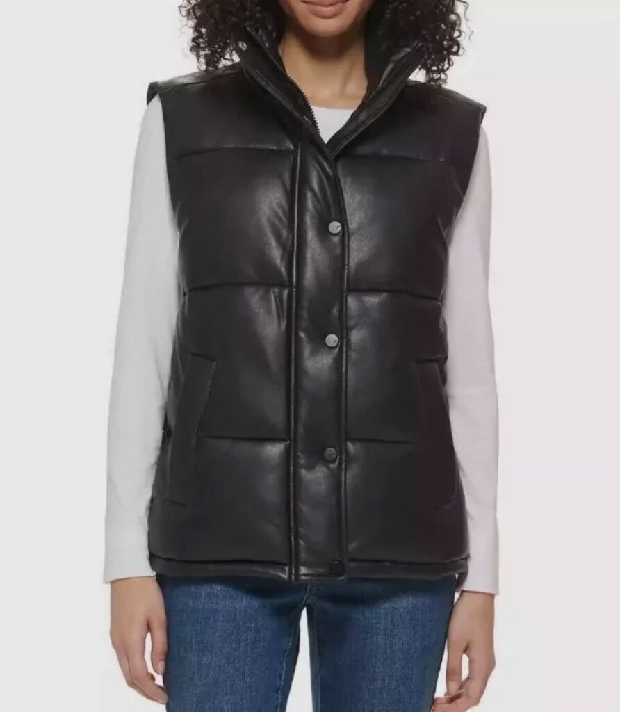Marc New York Faux Leather Puffer Vest - Size Large