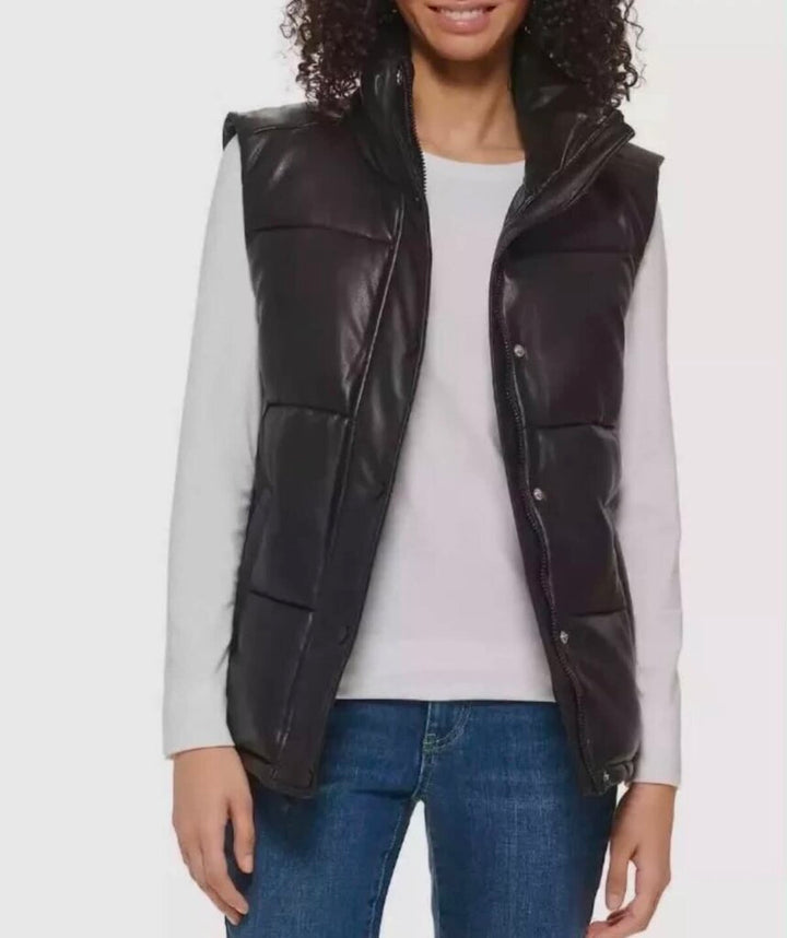 Marc New York Faux Leather Puffer Vest - Size Large