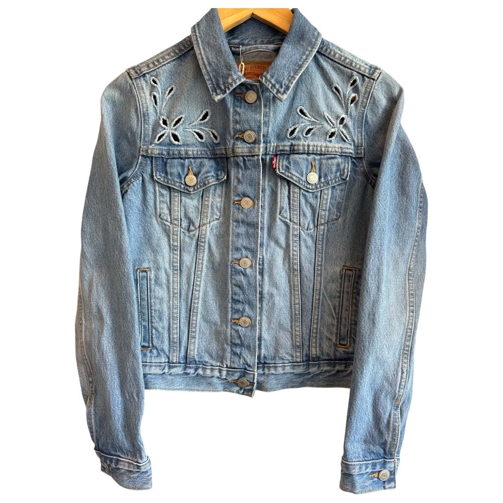 Levis Cutout Embroidered Denim Jacket - Size Small