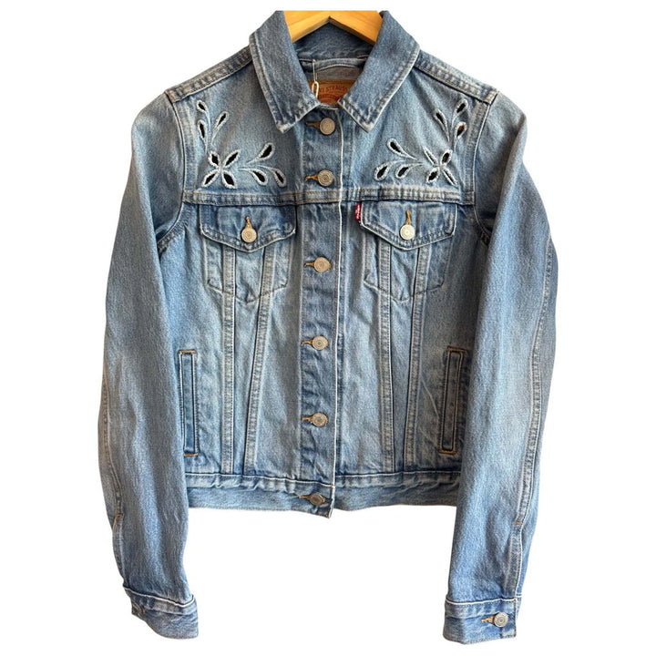 Levis Cutout Embroidered Denim Jacket - Size Small