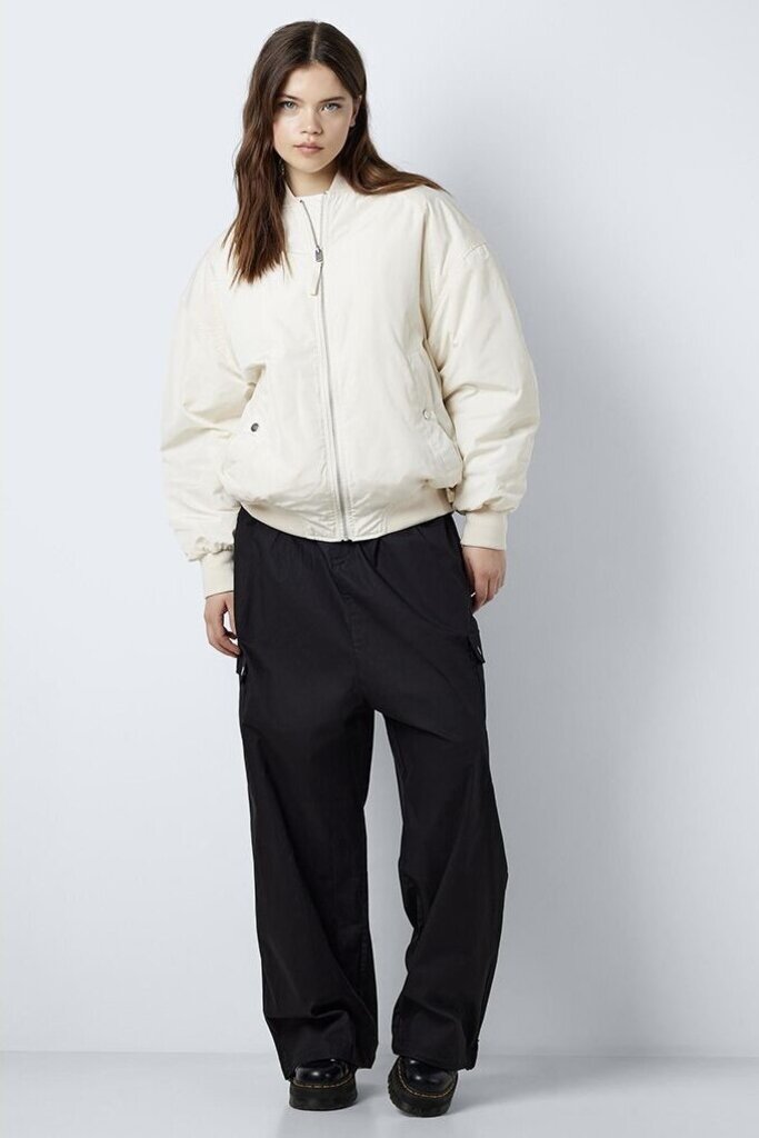 Noisy May Elisa Bomber Jacket in Pearl - Size Medium