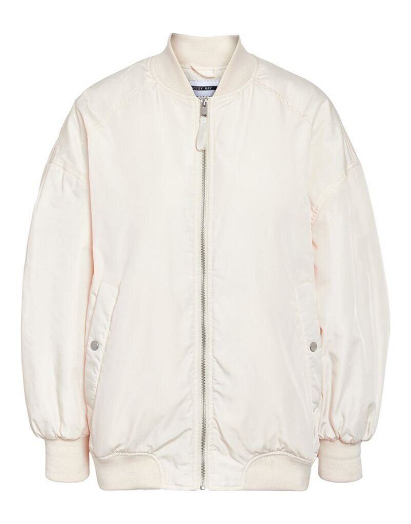 Noisy May Elisa Bomber Jacket in Pearl - Size Medium