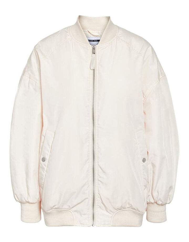 Noisy May Elisa Bomber Jacket in Pearl - Size Medium