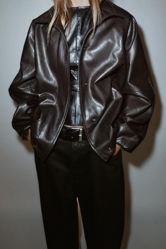 Zara Faux Leather High Collar Jacket NWT - Size XS