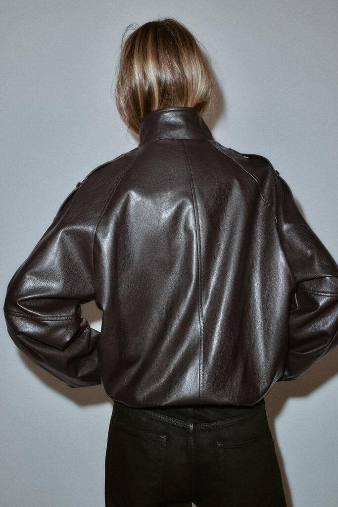 Zara Faux Leather High Collar Jacket NWT - Size XS