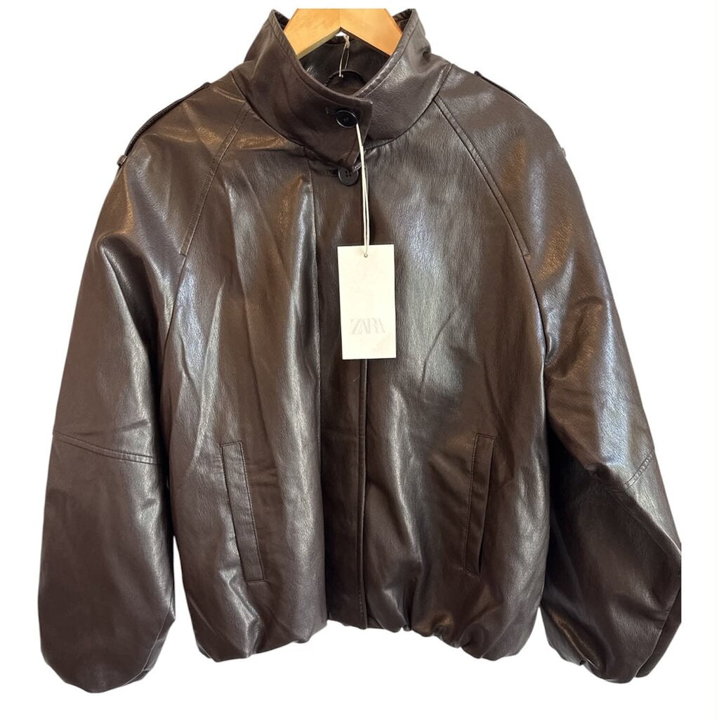 Zara Faux Leather High Collar Jacket NWT - Size XS
