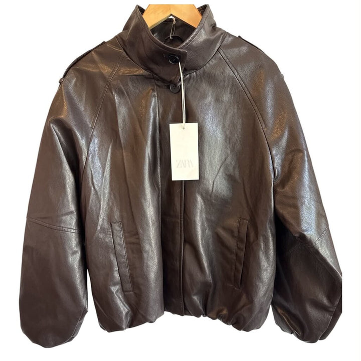 Zara Faux Leather High Collar Jacket NWT - Size XS