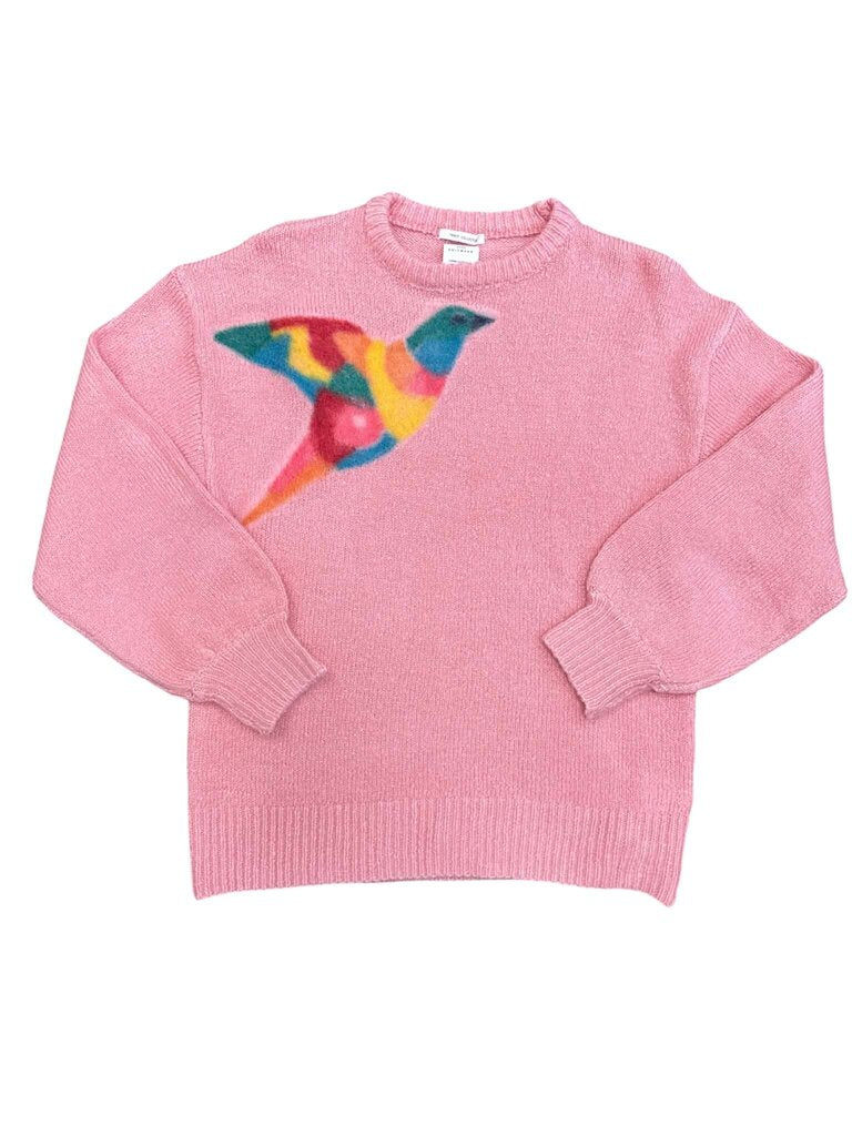 Zara Pink Knit Bird Print Sweater - Size S/M