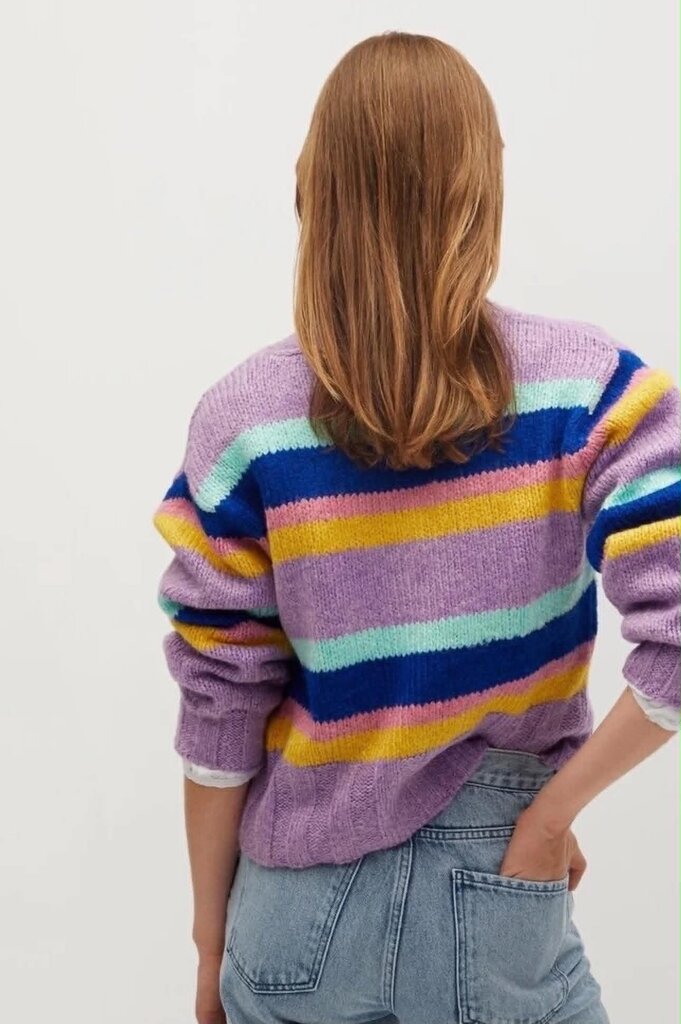MNG Multicolor Stripe Button Front Cardigan - Size Small