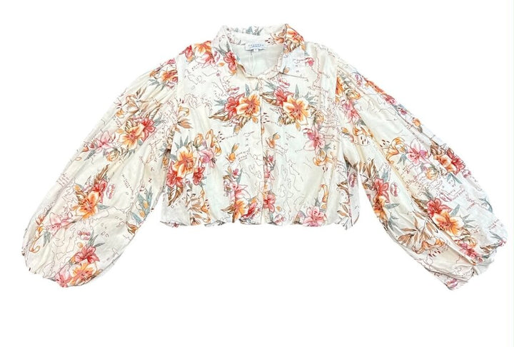 Calypso St. Barth Bubble Hem Puff Sleeve Top NWT - Size XL