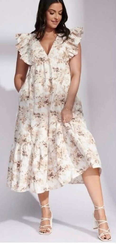 Abercrombie & Fitch NWT Flutter Sleeve Tiered Midi Dress - Size Medium P