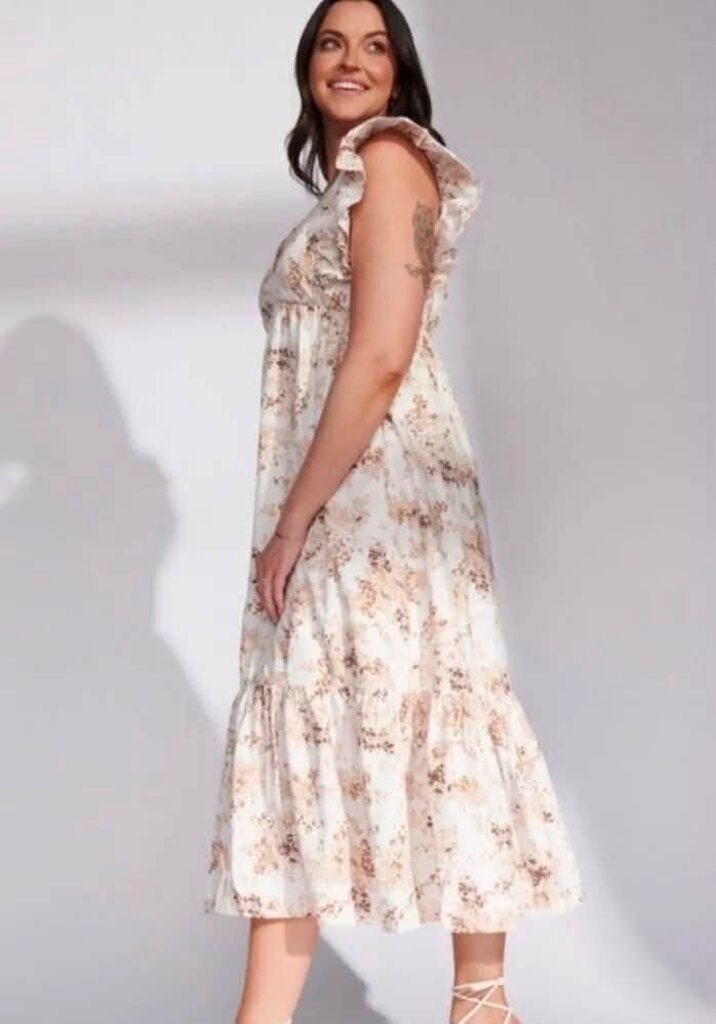 Abercrombie & Fitch NWT Flutter Sleeve Tiered Midi Dress - Size Medium P