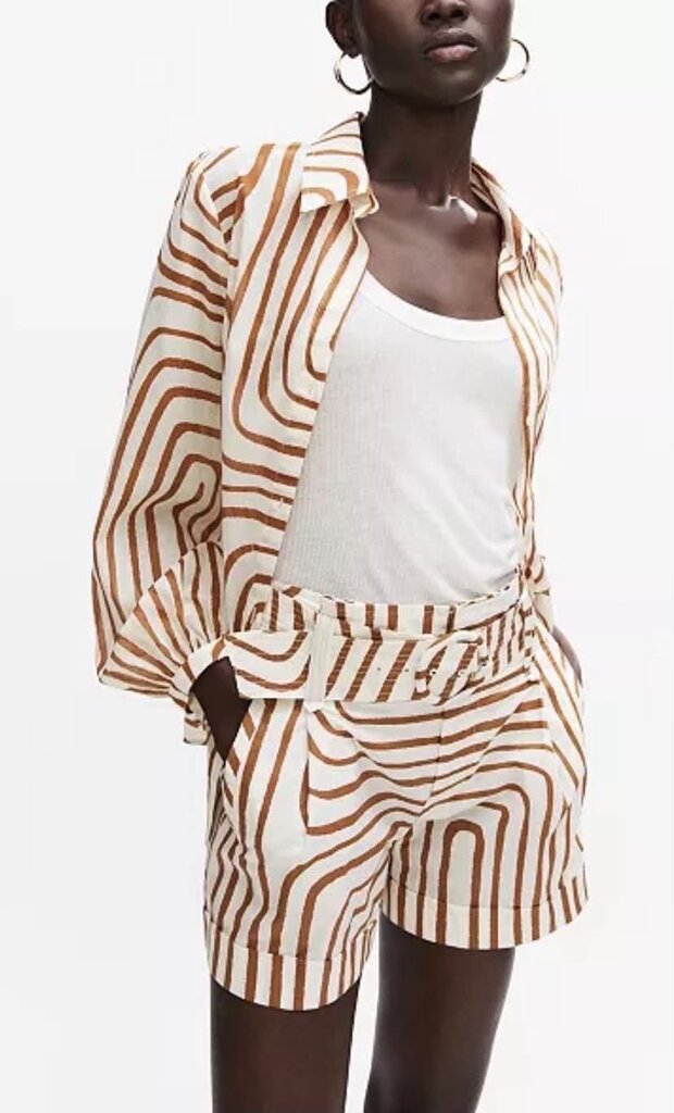 MNG Button-Down Geometric Blouse - Size 4