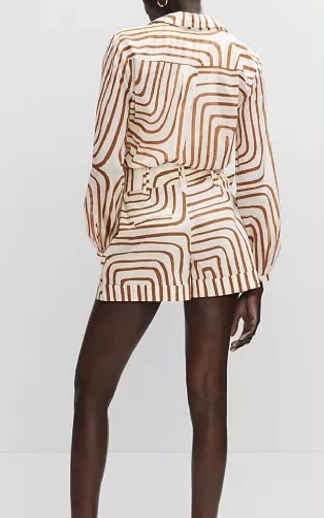 MNG Button-Down Geometric Blouse - Size 4