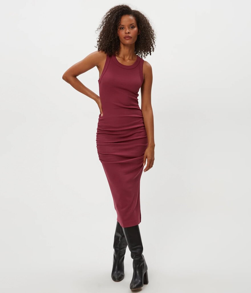 Michael Stars Wren Ribbed Midi Dress In Red - Size Small
