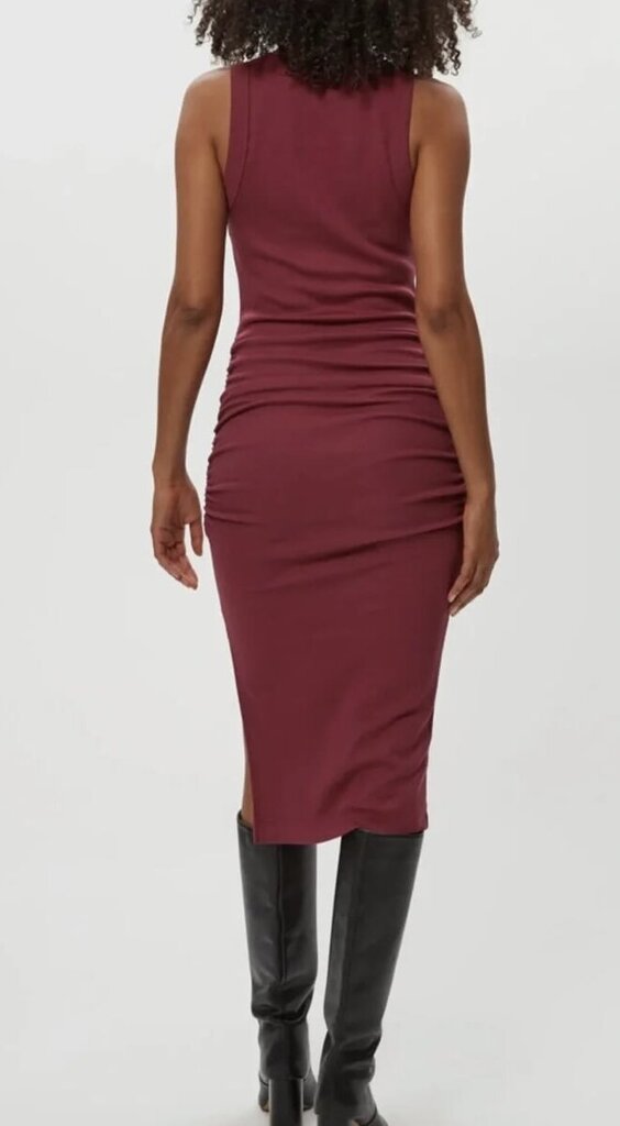 Michael Stars Wren Ribbed Midi Dress In Red - Size Small