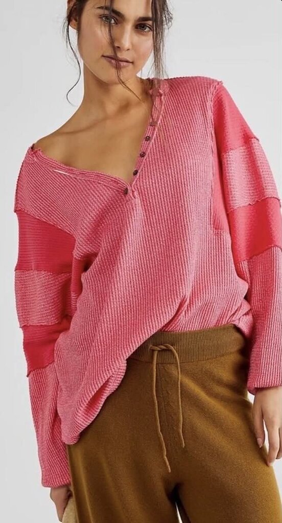 Free People Callisto Waffle Knit Henley - Size XL