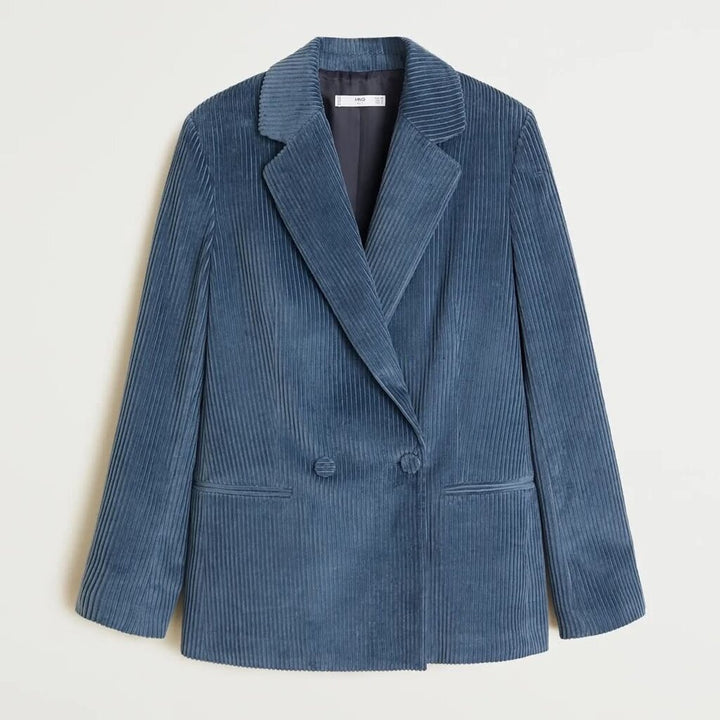 Mango Corduroy Blazer in Blue-Size 2