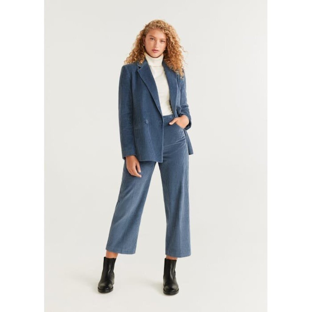 Mango Corduroy Blazer in Blue-Size 2