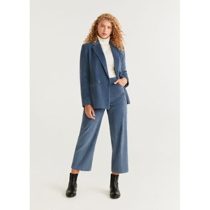 Mango Corduroy Blazer in Blue-Size 2