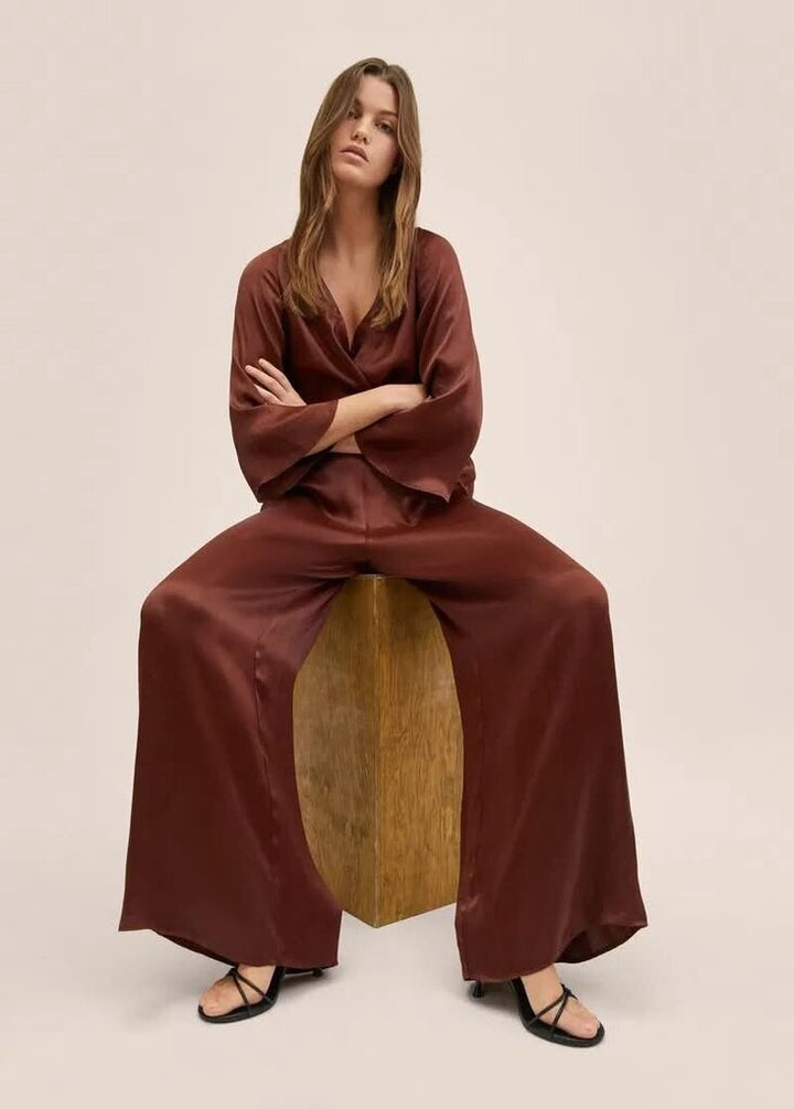 Mango Satin Belt Jumpsuit - Size Medium