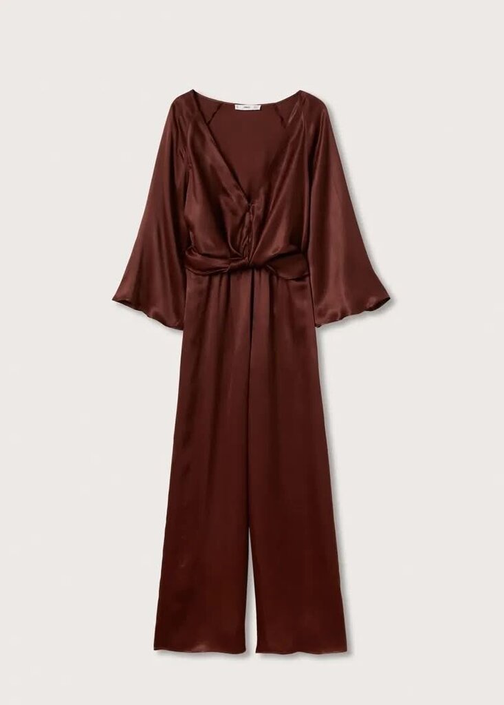 Mango Satin Belt Jumpsuit - Size Medium