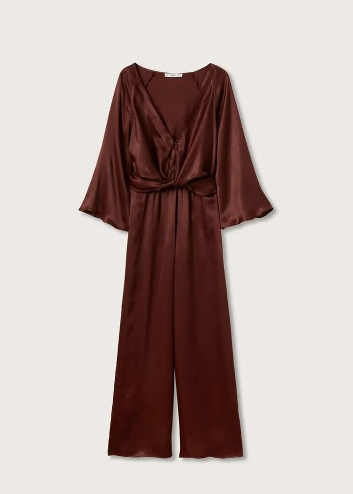 Mango Satin Belt Jumpsuit - Size Medium