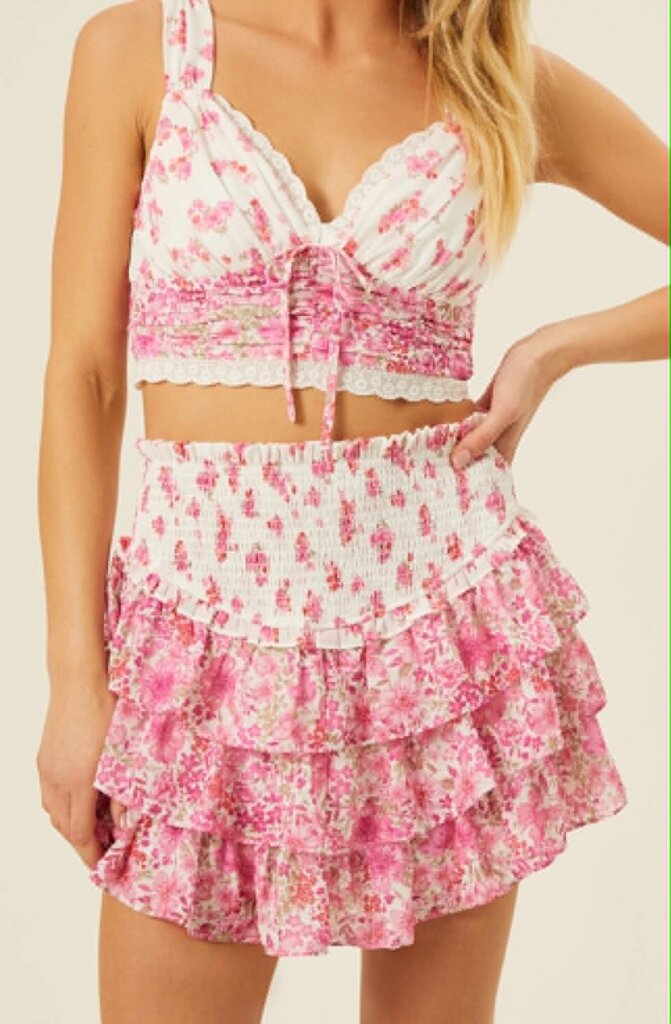 Altar'd State Briella Floral Mini Skirt - Size XL