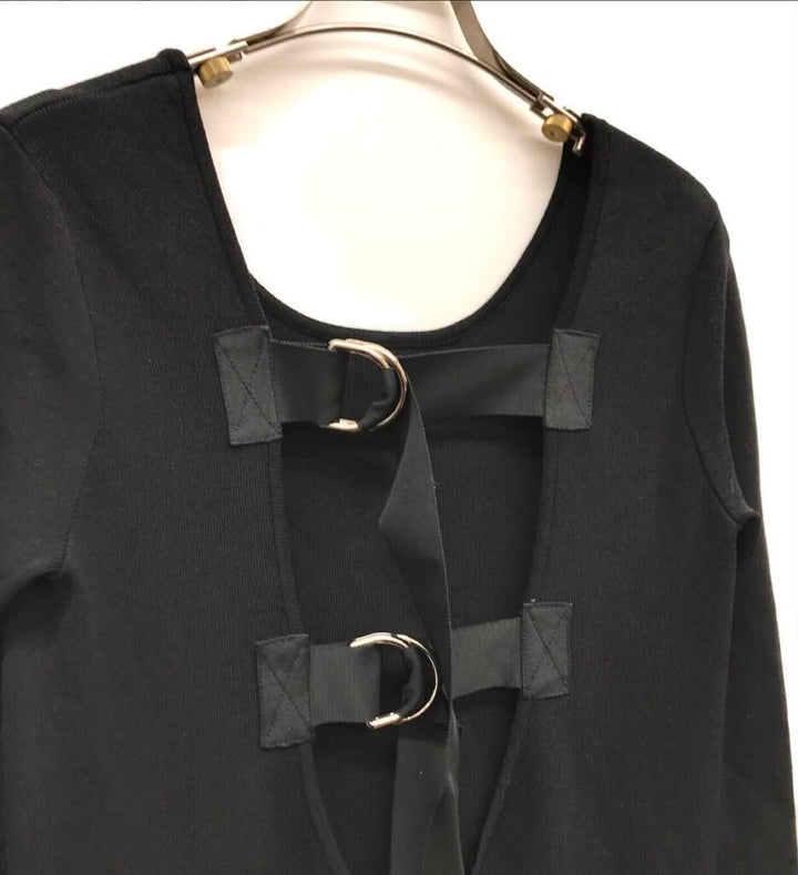 Leinwande Black Knit Double Buckle Back Dress - Size O/S