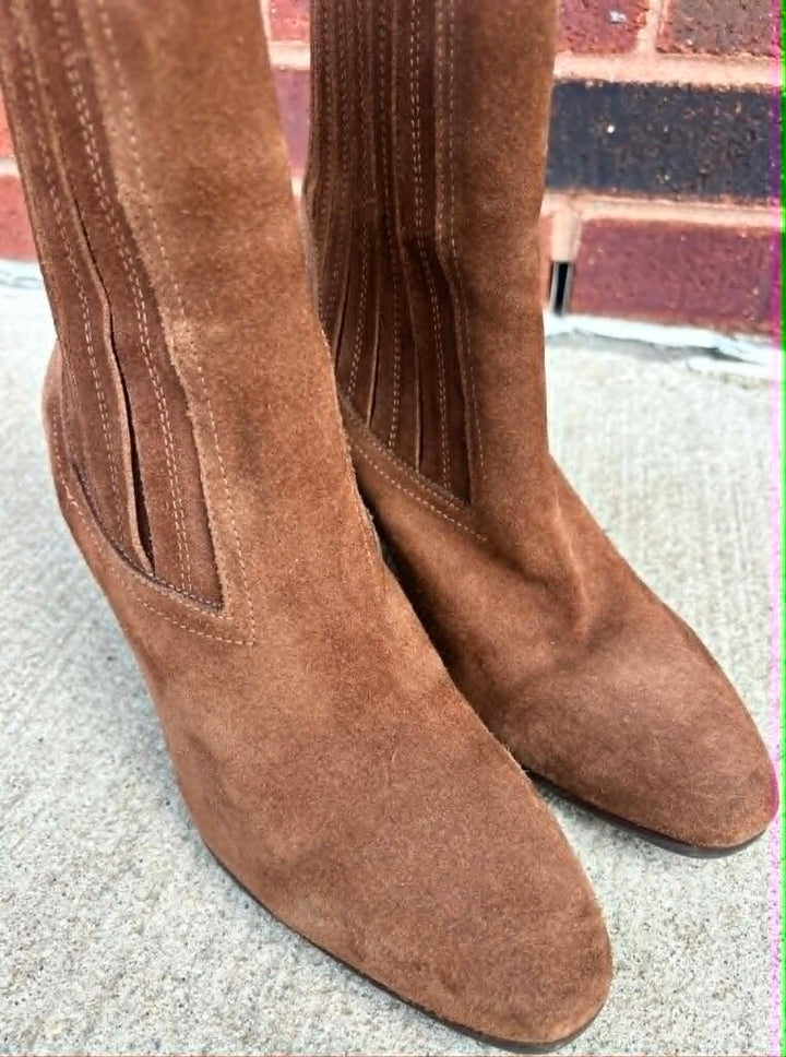 Aquatalia Suede Chestnut Booties- Size 8