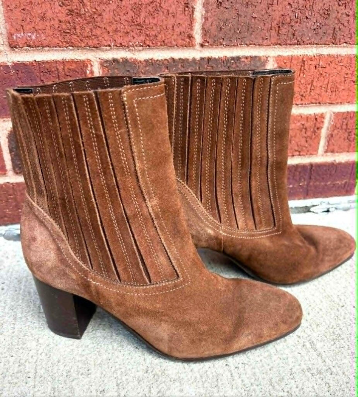 Aquatalia Suede Chestnut Booties- Size 8