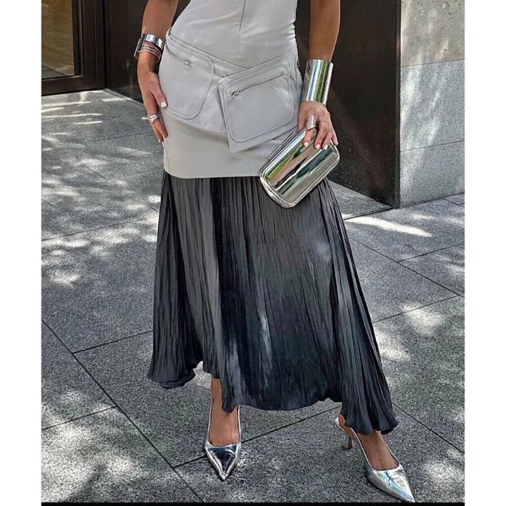 Zara Satin Effect Pleated Skirt - Size M/L