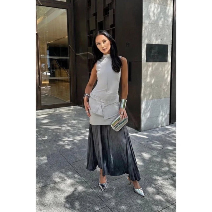 Zara Satin Effect Pleated Skirt - Size M/L