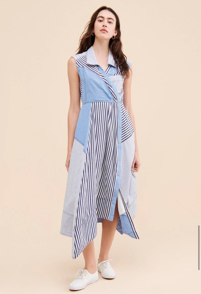 Pilcro Reworked Muscle Midi Striped Dress - Size XS
