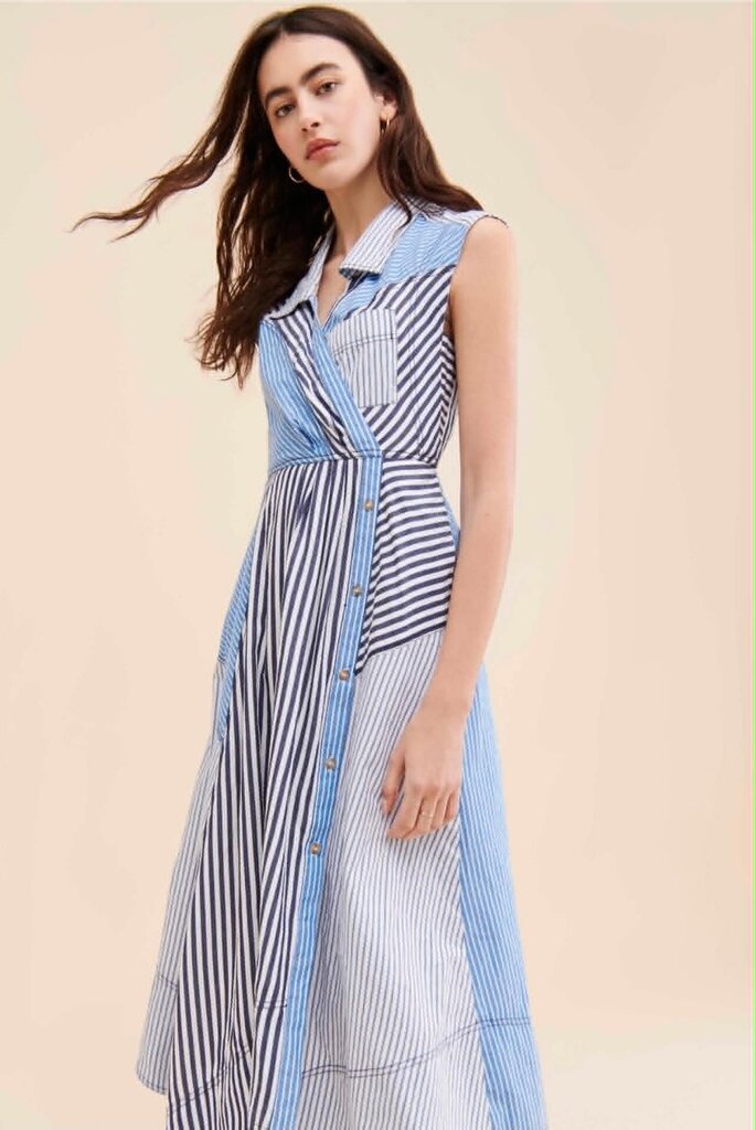 Pilcro Reworked Muscle Midi Striped Dress - Size XS