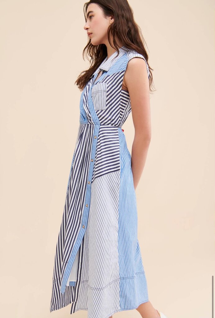 Pilcro Reworked Muscle Midi Striped Dress - Size XS