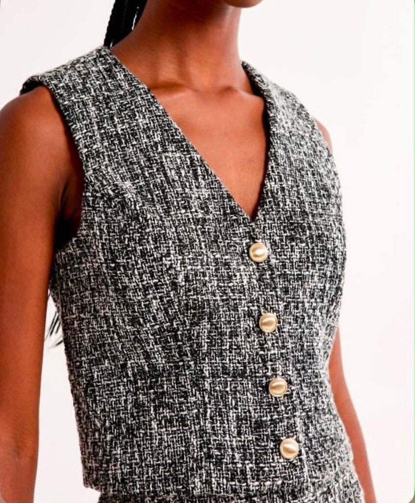 Abercrombie & Fitch Monochrome Tweed Vest - Size Small