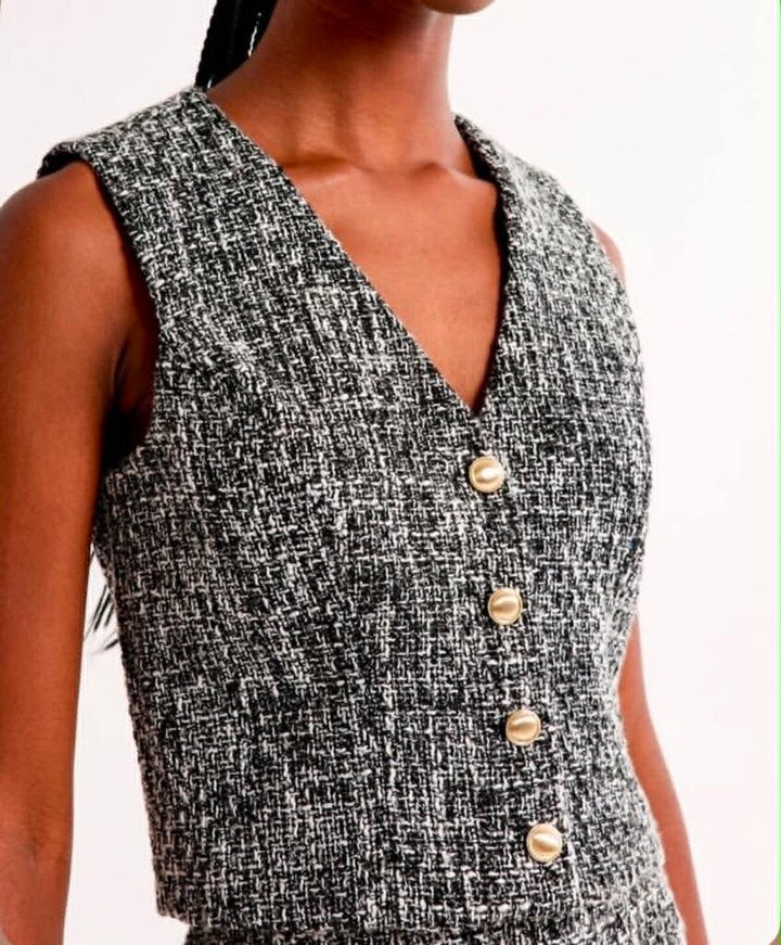 Abercrombie & Fitch Monochrome Tweed Vest - Size Small
